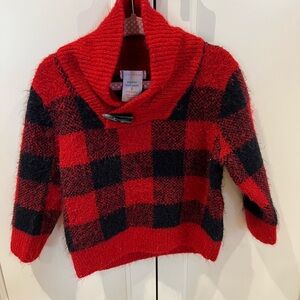 Joe fresh Cozy Red and Black Plaid Sweater 2t